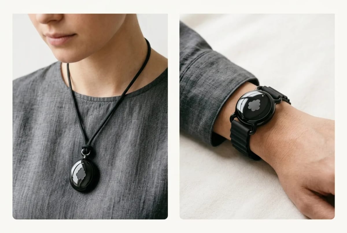 Fieldy 3 worn as a pendant and on the wrist with the watch accessory